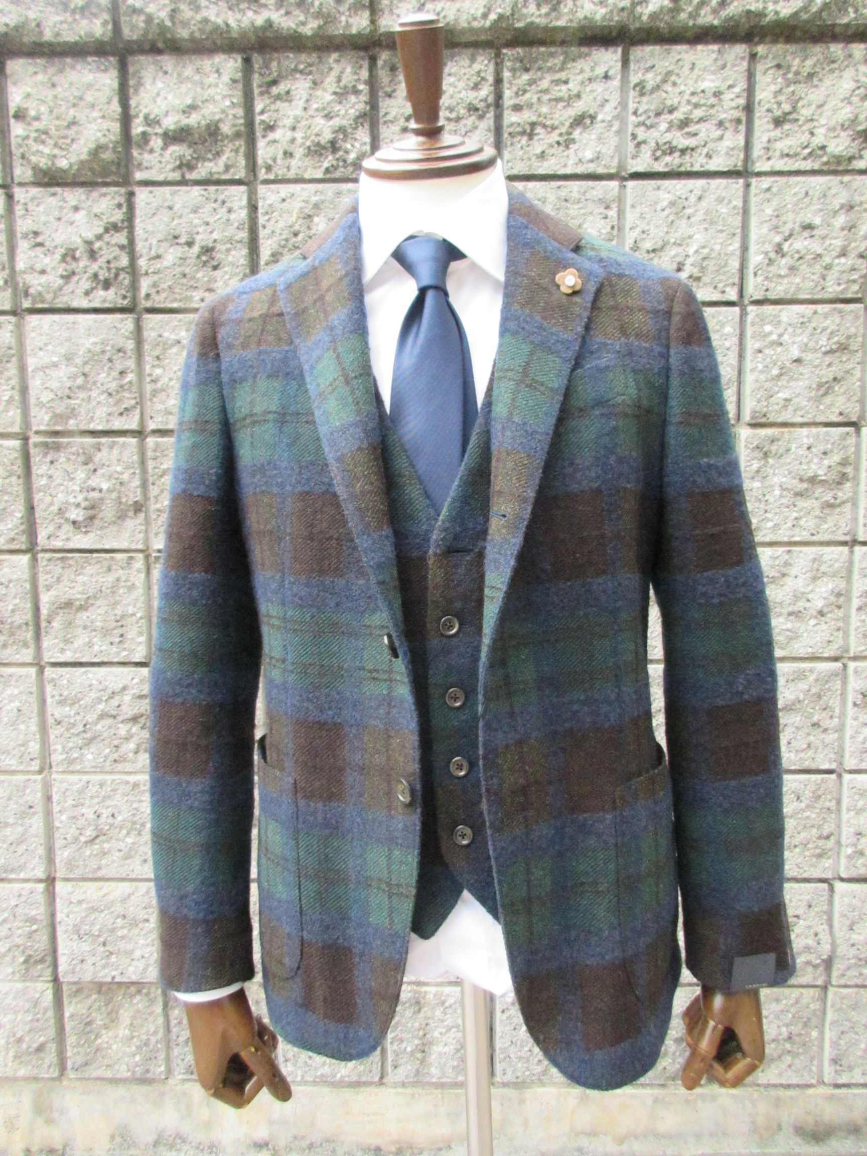 LARDINI （ラルディーニ）  Jacket/ジャケット ３ボタン段返り ２パッチポケット TARTANCHECK  ＊JH９０３Q/IAA４５５６４/１【タータン】