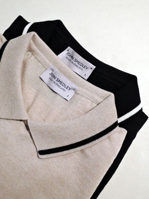 JOHN SMEDLEY ジョンスメドレー【レディース】ESTER ポロニット プルオーバー LIGHT TAUPE、NAVY