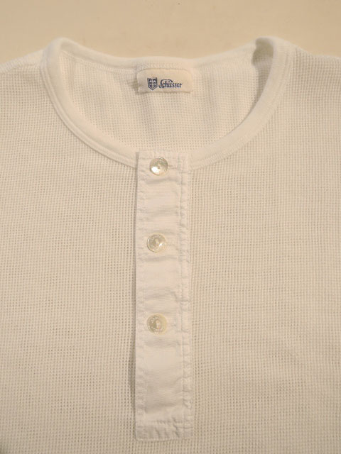 Schiesser Revival (シーサー リバイバル) Jacques ジャック 半袖 ヘンリーネックシャツ WHITE