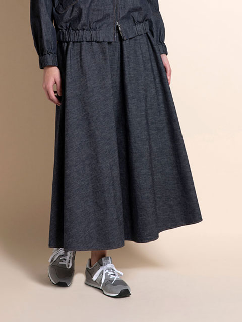 Manna マンナ【レディース】 245087 ライトウェイト 6oz(オンス) 反応染デニム サーキュラースカート INDIGO