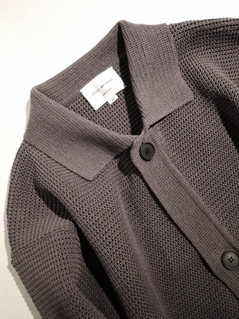 STILL BY HAND (スティルバイハンド) KN01261 ポリエステル和紙 7G ニットブルゾン BROWN CHARCOAL