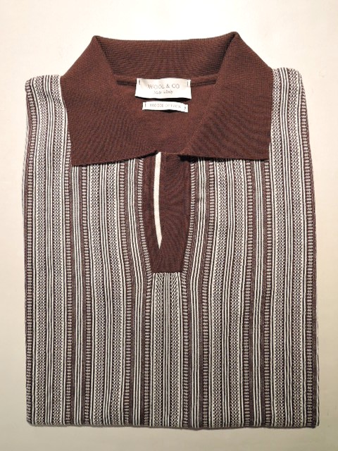 【MADE IN ITALY】 WOOL&CO (ウールアンドコー) WO122065 スキッパーポロ BROWN