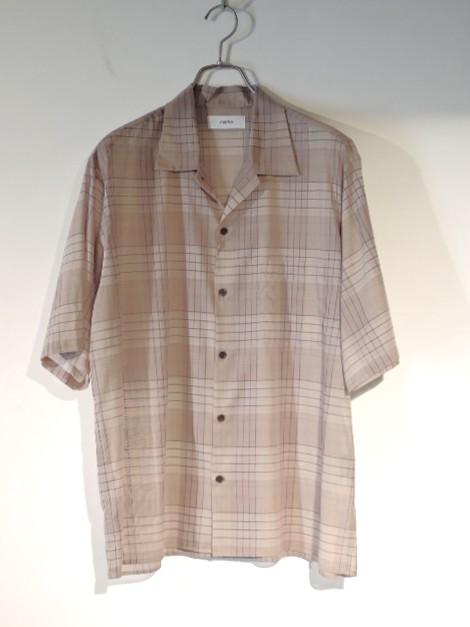 marka (マーカ) M26A18SH02B オーガニックコットン強撚チェックローン オープンカラーS/Sシャツ SAGE CHECK