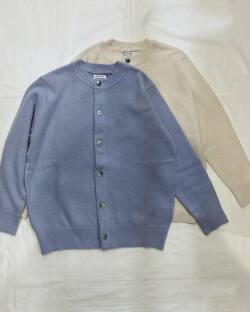 Yonetomi NEW BASIC (ヨネトミ/米冨繊維) 95-244-019 CIRCLE KNIT CARDIGAN / リサイクルウール カーディガン