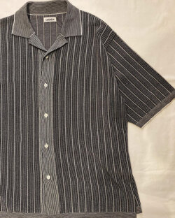 COOHEM (コーヘン) 13-242-025 COTTON STRIPE KNIT SHIRT　/ 半袖ニットシャツ カーディガン