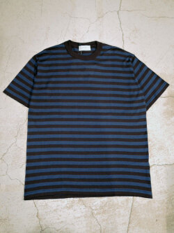 JOHN SMEDLEY (ジョンスメドレー) S4470【ユニセックス】 30G ボーダー ニットTシャツ NAVY/ING