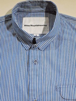 White Mountaineering (ホワイトマウンテニアリング) WM2673112 SPLIT RAGLAN SLEEVE STRIPE SHIRT BLUE