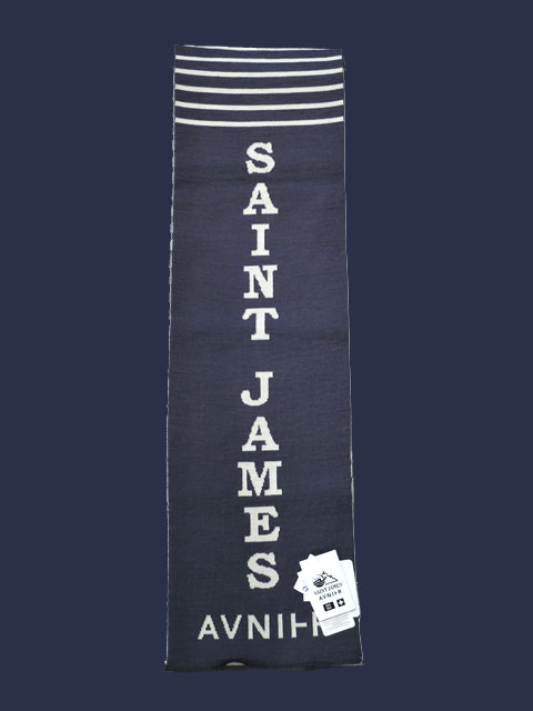 SAINT JAMES×AVNIER【UNISEX】CULLYHAM ボーダー ウールマフラー BLEU/ECRU