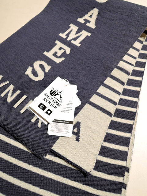 SAINT JAMES×AVNIER【UNISEX】CULLYHAM ボーダー ウールマフラー BLEU/ECRU