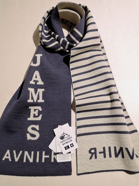 SAINT JAMES×AVNIER【UNISEX】CULLYHAM ボーダー ウールマフラー BLEU/ECRU