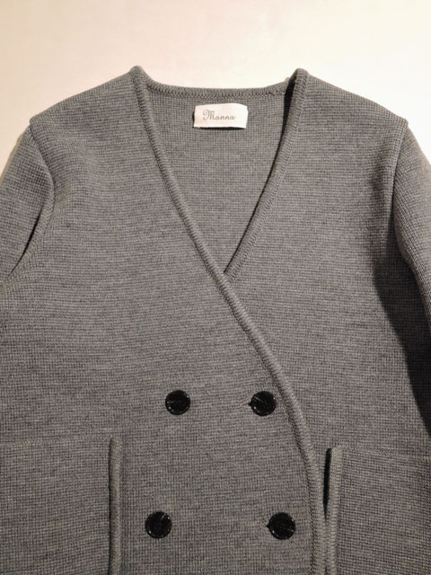 Manna マンナ【レディース】225849 ミラノリブ ノーカラージャケット GREY