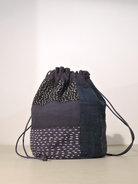 TERAS (照らす) BORO パッチワーク 丸底巾着バッグ ASSORT