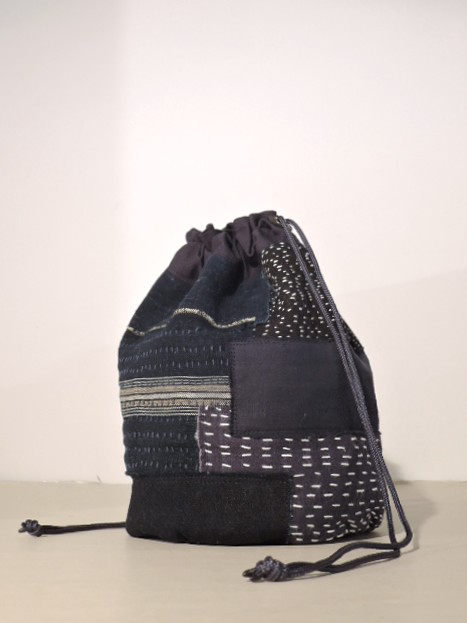 TERAS (照らす) BORO パッチワーク 丸底巾着バッグ ASSORT
