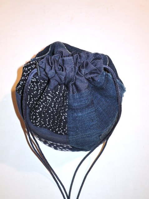 TERAS (照らす) BORO パッチワーク 丸底巾着バッグ ASSORT