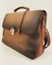 ORCIANI （オルチアーニ）　LEATHER BRIEFCASE/レザーブリーフケース ブリーフショルダー　シボ革 焦し風加工