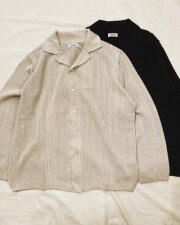 COOHEM (コーヘン) 13-222-025 DRY COTTON STRIPE KNIT SHIRT / ドライコットン ニットシャツ カーディガン