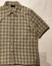 COOHEM (コーヘン) 13-252-019 HOUNDSTOOTH KNIT SHIRT / 千鳥格子 半袖ニットシャツ カーディガン