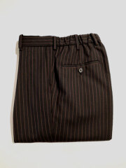 MARKAWARE (マーカウエア)  A24A-08PT02C オーガニックウールトロピカル ペグトップトラウザーズ BROWN STRIPE