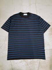 JOHN SMEDLEY (ジョンスメドレー) S4470【ユニセックス】 30G ボーダー ニットTシャツ NAVY/ING