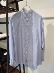 STILL BY HAND (スティルバイハンド) SH10262 ストライプ バンドカラーシャツ SAX BLUE