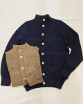 S.N.S. HERNING (エスエヌエスハーニング) Fisherman's knit Bubble Pattern Standcollar Cardigan / バブルパターン スタンドカラーカーディガン
