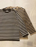 Yonetomi NEW BASIC (ヨネトミ/米冨繊維) 95-254-007 WAVE COTTON BASQUE KNIT CREWNECK　コットンボーダーニット