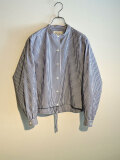 Manna マンナ【レディース】 250174 ドローコード スタンドカラーシャツ BLUE STRIPE