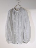 Manna マンナ【レディース】 260104 コットンポリエステル スタンドカラー ギャザーシャツ STRIPE