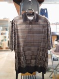 marka (マーカ) M26A12CS01B Super120s ウォッシャブルウール天竺 ワンボタンポロTee S/S BEIGE BORDEER