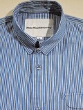 White Mountaineering (ホワイトマウンテニアリング) WM2673112 SPLIT RAGLAN SLEEVE STRIPE SHIRT BLUE