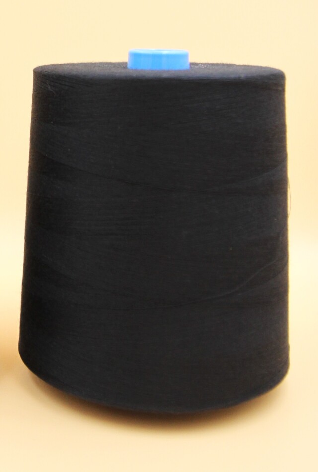 綿下糸（金龍カタン）　20.000ｍ　黒　/ 工業用サイズの綿ミシン刺繍下糸