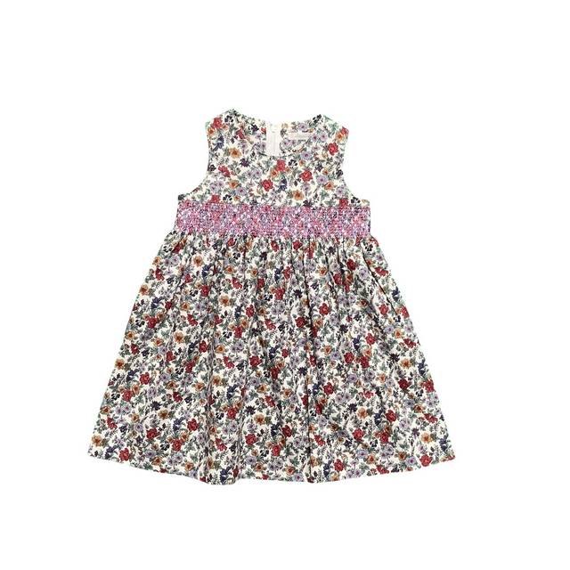 花柄スモッキングジャンパースカート