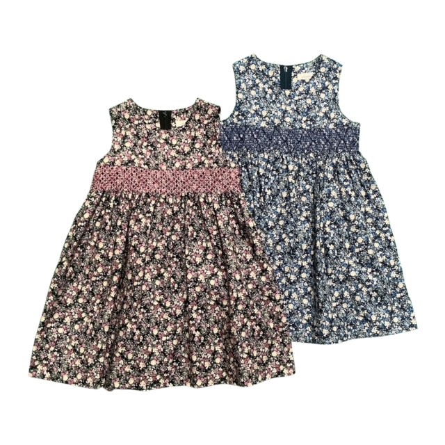 花柄スモッキングジャンパースカート