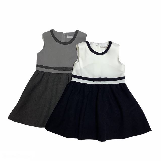 【日本製 子供服】 ジャンパースカート 無地切替えリボン付き ［100～140cm］　