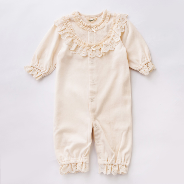 オーガニックコットン襟レースツーウェイドレス