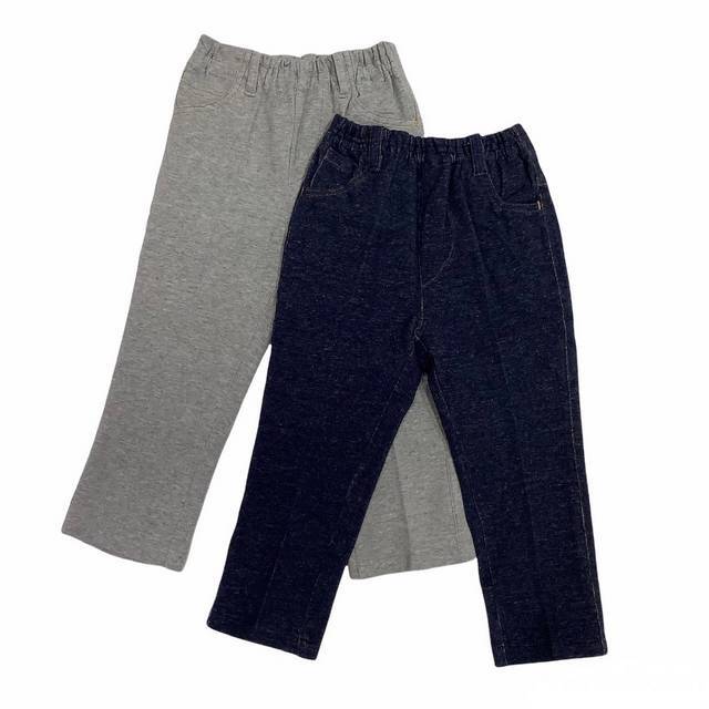 【日本製　子供服】 デニムニット長パンツ ［100～140cm］