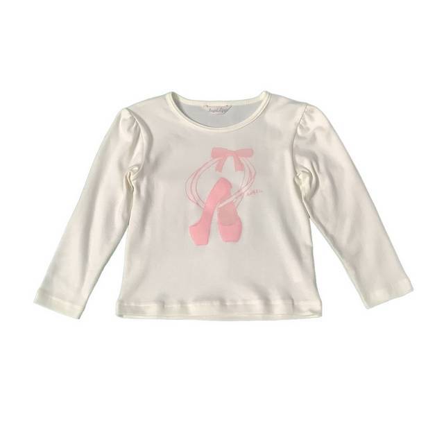日本製 子供服】 バレエシューズプリントTシャツ［100～140cm