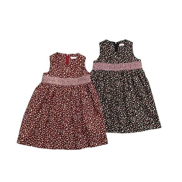 花柄スモッキングジャンパースカート