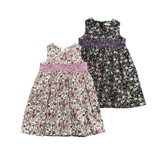 花柄スモッキングジャンパースカート