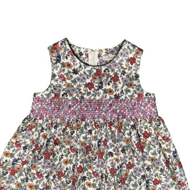 花柄スモッキングジャンパースカート