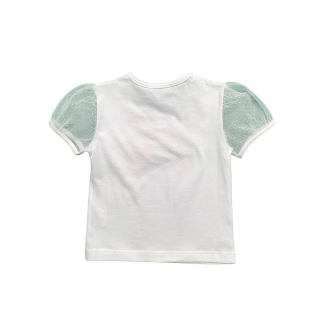 袖チュールリボン柄Ｔシャツ