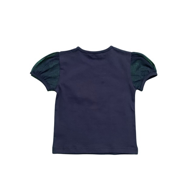 袖チュールリボン柄Ｔシャツ
