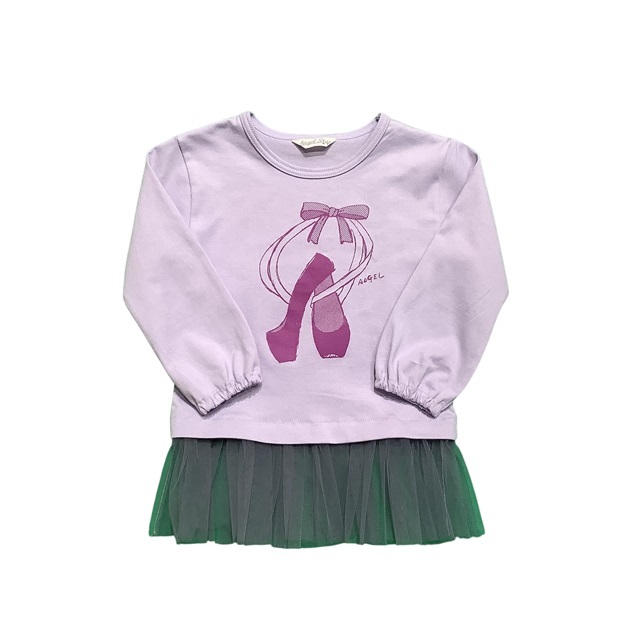 バレエシューズプリントロングスリーブＴシャツ