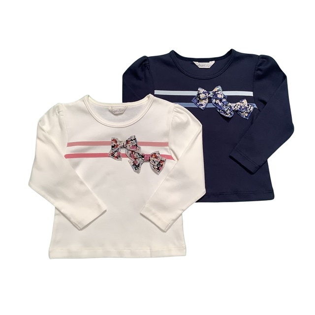 花柄リボンTシャツ