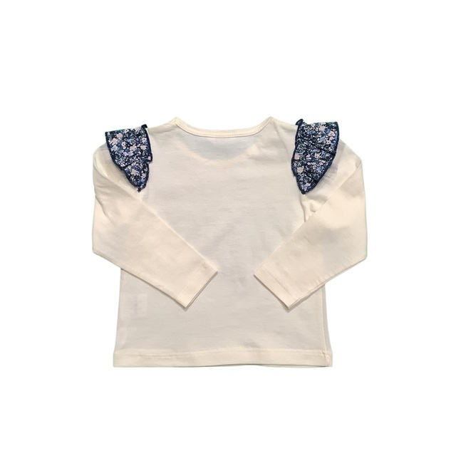 肩花柄フリルロングスリーブＴシャツ