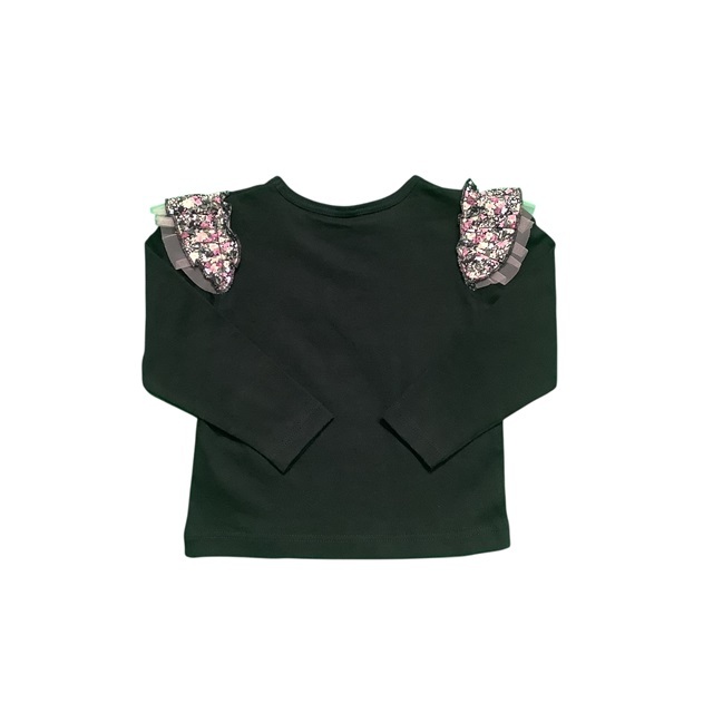 肩花柄フリルロングスリーブＴシャツ