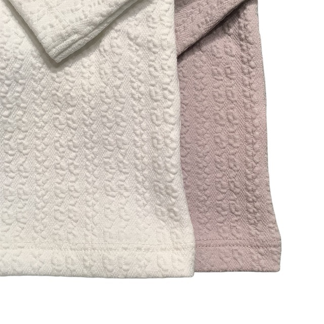 縄編み柄ロールネックロンティ