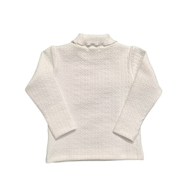 縄編み柄ロールネックロンティ
