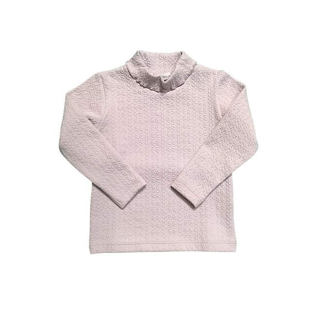 縄編み柄ロールネックロンティ