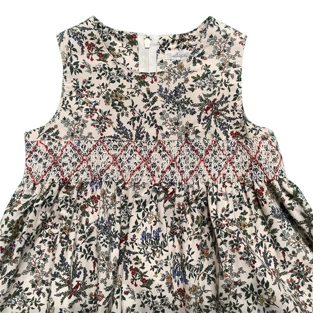 花柄スモッキングジャンパースカート